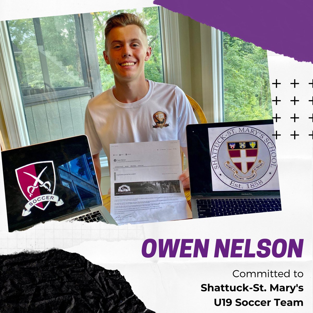 ESISoccer's tweet photo. It's the signing series that won't quit! ESI's Owen Nelson committed to 
Shattuck-St. Mary's School U19 soccer team with a move to Faribault, MN this week. Way to go Owen and congratulations on all of your hard work! 👏👏👏 https://t.co/amIKq5jN9D https://t.co/rYg9njpuYU