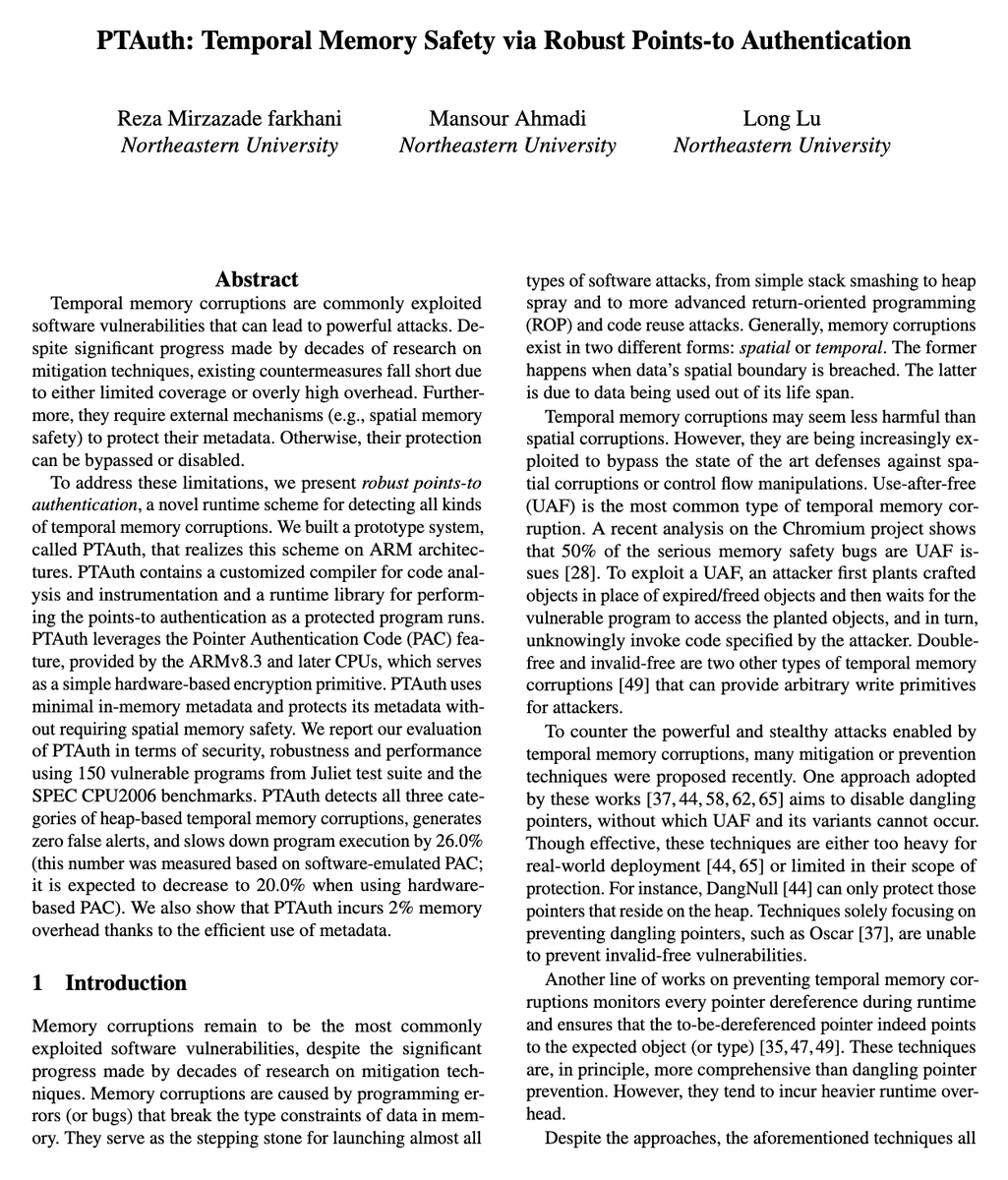 _longlu_'s tweet photo. I like many things about the journal/revision model adopted by the security conferences. Having to wait for a whole year to present accepted papers is not one of them⏳😂

📢 A year-in-advance heads-up:  two papers @USENIXSecurity 2021 #FICS #PTAuth, code coming soon! https://t.co/4QXUUdVNYi
