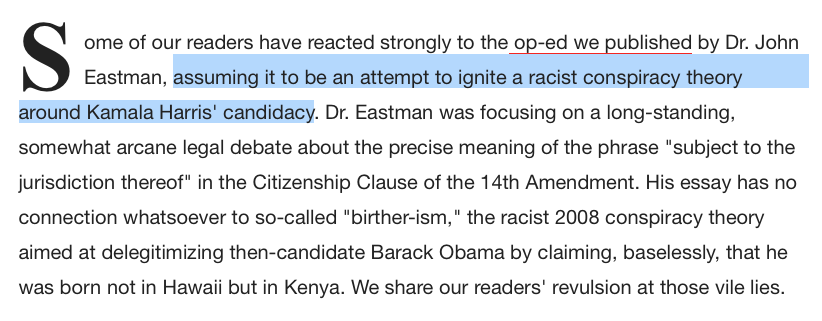 Soon after Eastman’s op-ed was posted, Newsweek’s opinion editor and global editor-in-chief posted an apology. Well, not really. They were sorry the way people who aren’t really sorry are sorry—they regretted that readers assumed certain things or reacted in certain ways. (3/11)