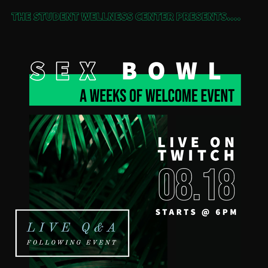 HealthyComets's tweet photo. This Tuesday is your chance to have fun and win some great prizes. Join us @ 6pm virtually as we take Sex Bowl to @Twitch this year. @UT_Dallas  #utdwow #utdallas #whoosh #linkinbio https://t.co/DVEPmoxzJG