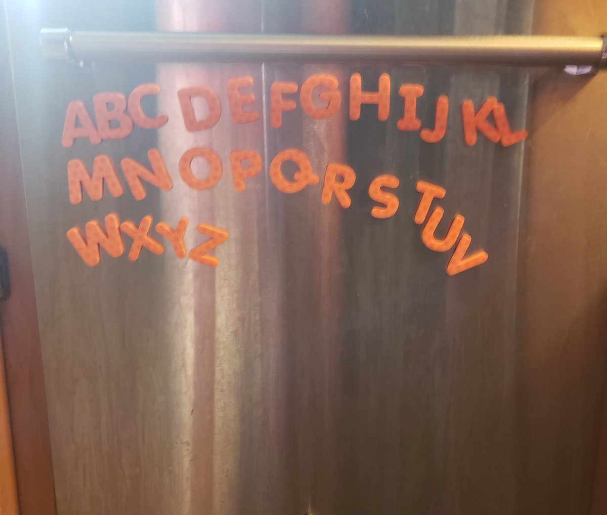 MrsVanessaHdz1's tweet photo. During my lunch break my 2 and a half year old says, "Mommy look what I did!" (Panic sets in ๐คฃ). Then he shows me this โค! #smartie #ABC #letteridentification #letterorder #phonics https://t.co/kNp0YsWIQT