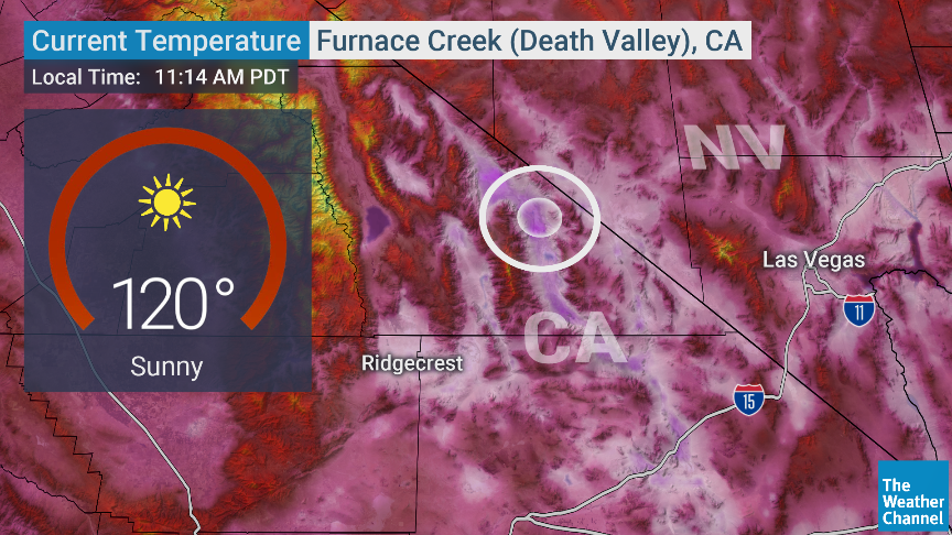 gdimeweather's tweet photo. Death Valley is tracking to be hotter than yesterday's 130ยฐ
The Furnace Creek Visitor Center just hit 120ยฐ at 11 AM PDT
At this time yesterday, it was "only" 115.5ยฐ
#HowHighWillItGo https://t.co/nk7JadoZXQ