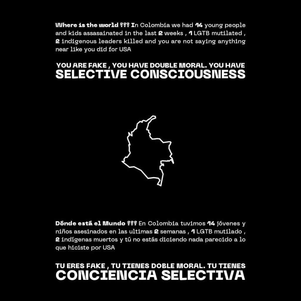 Colombia’s Selective consciousness 👇🏾 #SOSColombia #Los5DeLlanoVerde #JusticiaparaAndersonArboleda