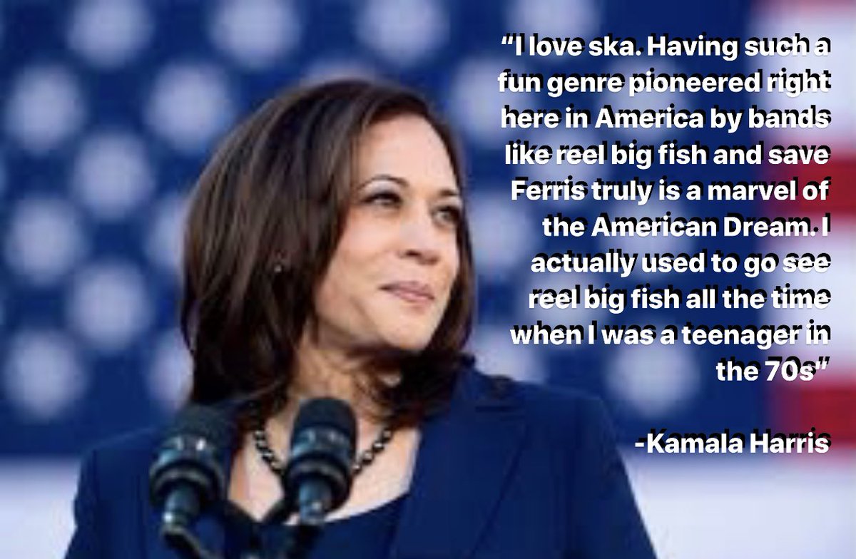 Skatunenetwork's tweet photo. Kamala Harris trying to win the ska vote is so embarrassing 😬😬😬 https://t.co/QpGsInicRJ