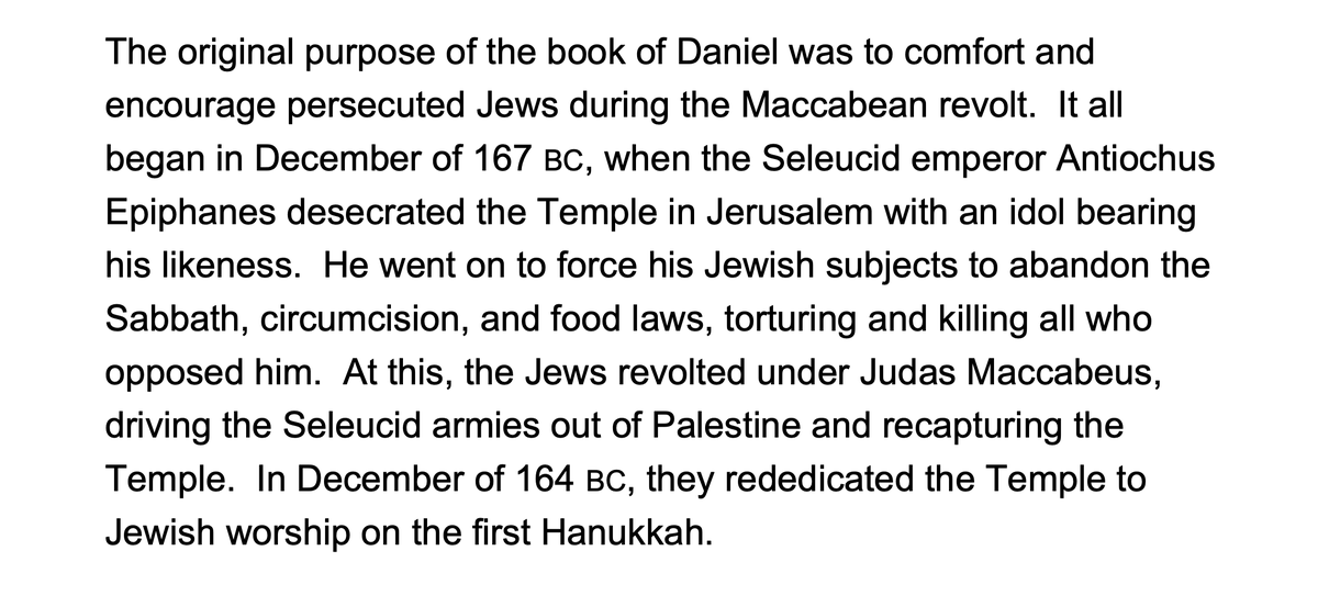 A helpful three-paragraph summary of the Maccabean Hypothesis can be found on the website  http://infidels.org  (published under the pseudonym ‘Chris Sandoval’), which is reproduced below:Paragraph 1: