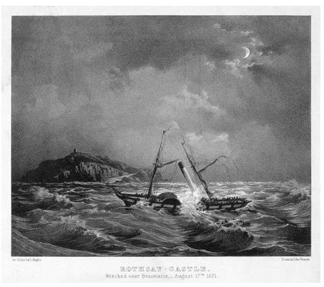 The pumps didn't work, there was no bucket for bailing, and the single lifeboat had a hole in it oars. At around 1 am on 18 August the ship ran aground on Dutchman Bank and after a while broke up, the captain and the two mates being swept to their death when the funnel collapsed.