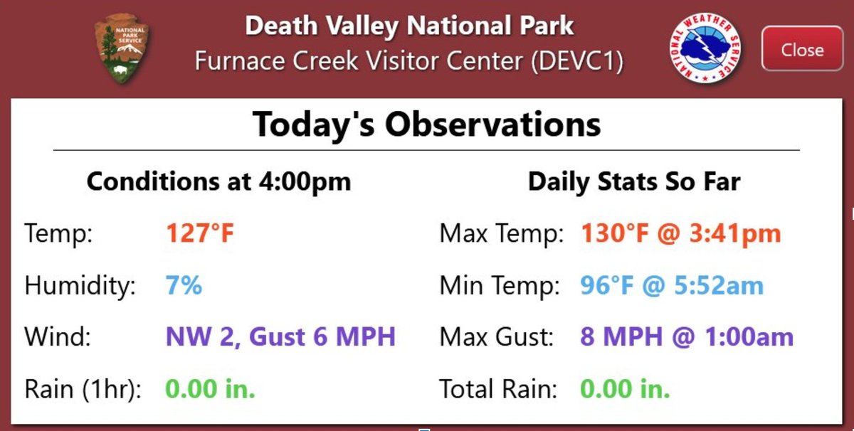 2/ Death Valley recorded a high temperature of 129.9° F @ 3:41 PM PDT on Sun, Aug 16, 2020.If verified, it will be the hottest official temperature since July of 1913. More on this topic later. Keep reading.