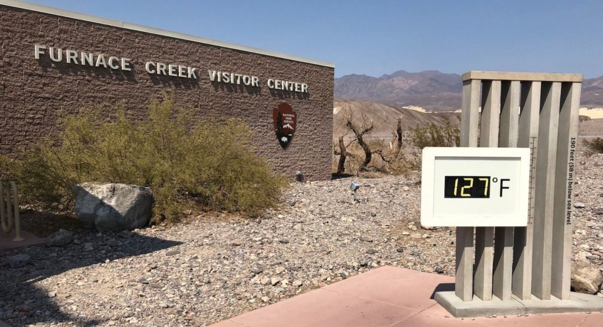 4/ This temperature was measured  @NatlParkService Visitors Center in Furnace Creek using a  @NWS owned automated observation system. The elevation of this equipment is -193 feet (193 ft below sea level)