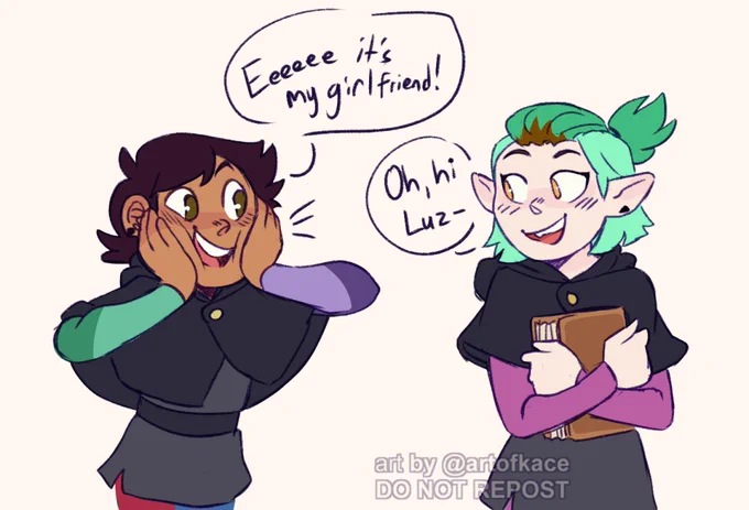 that face squish thing Luz did to Willow and Gus except she does it to Amity who is confused but also very in love :') #TOH #tohfanart #TheOwlHouse 