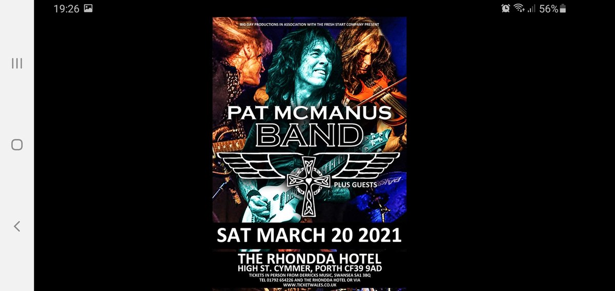 In association with The Fresh Start Company we bring an intimate show with Pat McManus Band to the Rhondda Hotel on Sat March 20th.
Tickets available onlive via @ticketwales.co.uk in person at Derricks Swansea or soon at the venue directly :
derricksmusic.co.uk/Tickets.html?e…