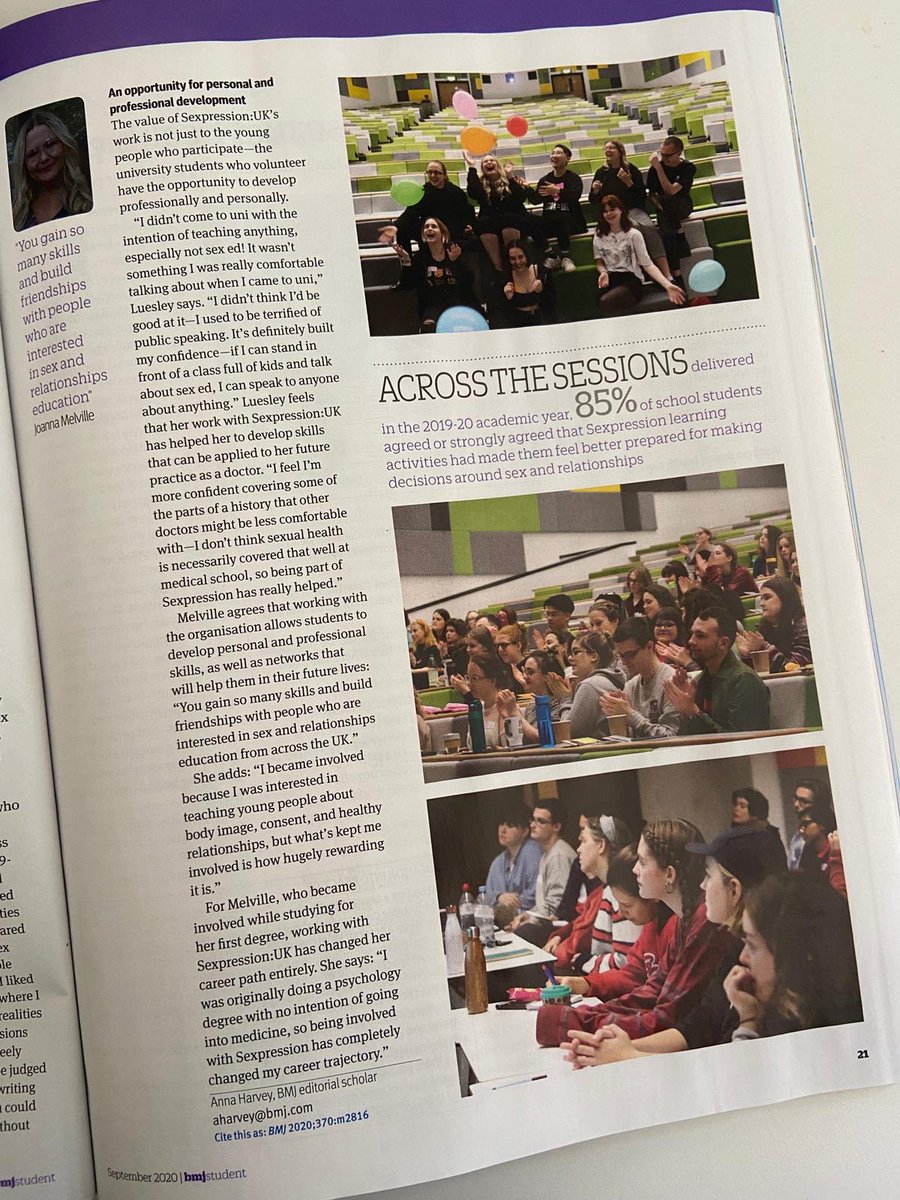 Sexpression's tweet photo. Look where we are 👀 thank you to @BMJStudent for featuring us in your September edition ✨ https://t.co/I28iqCoNLG