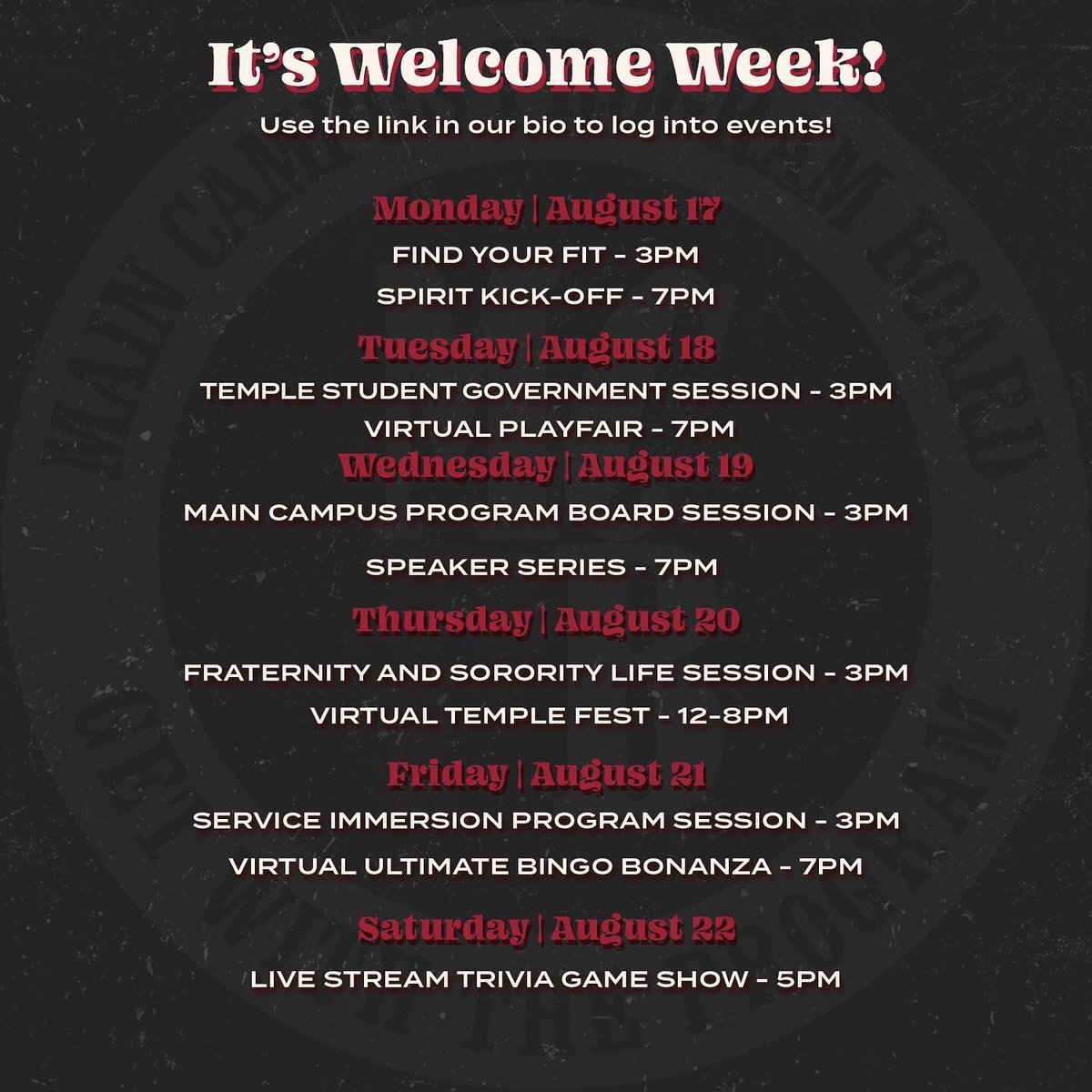 Check out the link in our bio for this week’s events !