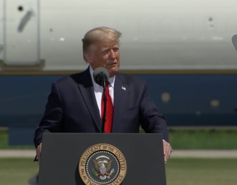 Starting his second  #Minnesota mini-rally of the day,  @POTUS says "we're supposed to have these tiny little crowds" due to  #COVID19 social distancing.