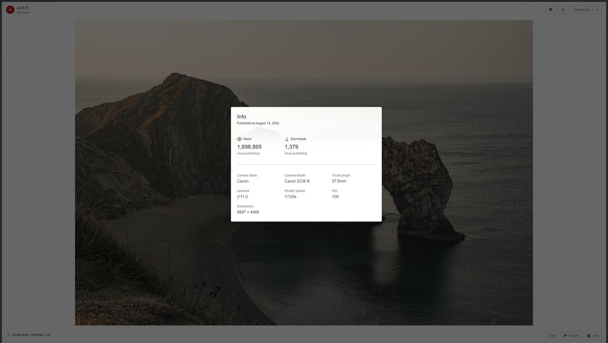 Last month I hit an all-time high of getting 1m views in a single day, today I demolished that. 

All because this photo got 1.7m views after being added to the Unsplash Editorial, from what I can tell.