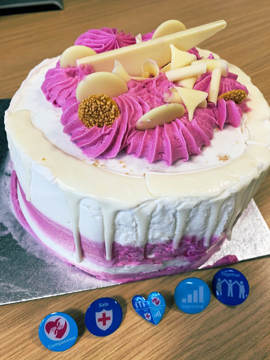 smith_kay06's tweet photo. Fab start to the week recieving values nominations for Improving &amp; Safe... and my values heart badge! 💙 A lovely surprise with a celebratory cake! 💫 @UHNM_NHS https://t.co/yI80yRbFDv