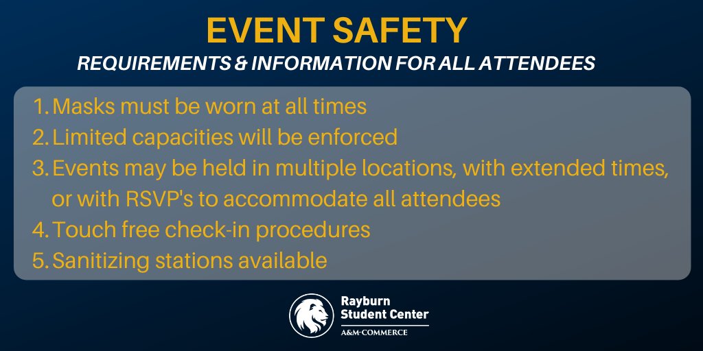 We want to make sure everyone has a SAFE and FUN experience during #LionsRoar20, check out our website to learn about all event policies! tamuc.edu/lionsroar #TAMUC #TAMUC24