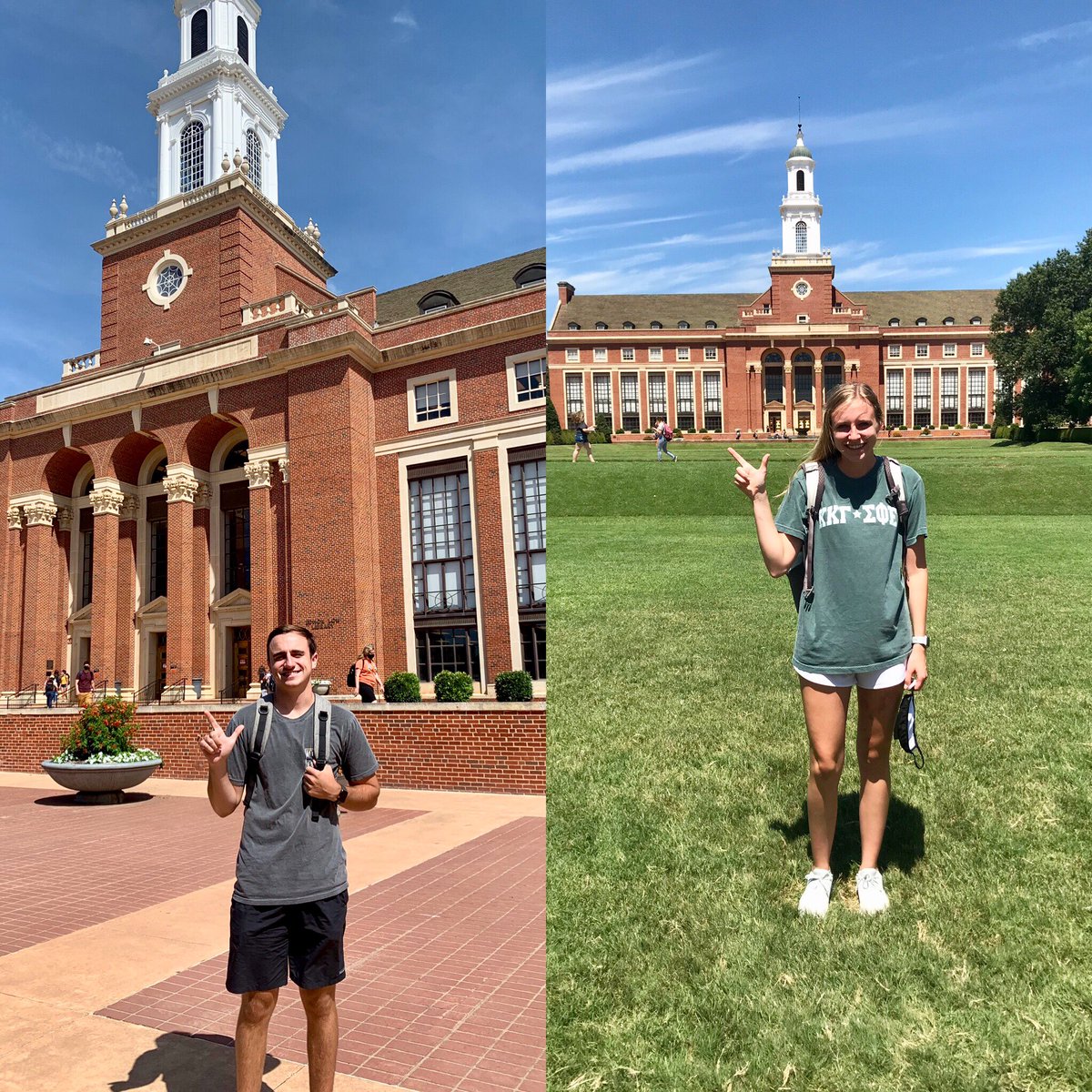 JulieG0607's tweet photo. First day of classes!  Have fun @GorskeLogan and @gorskelindsey but study hard too!! 🧡🖤🧡🖤🧡🖤 @okstate https://t.co/5DGWg4ZlHq