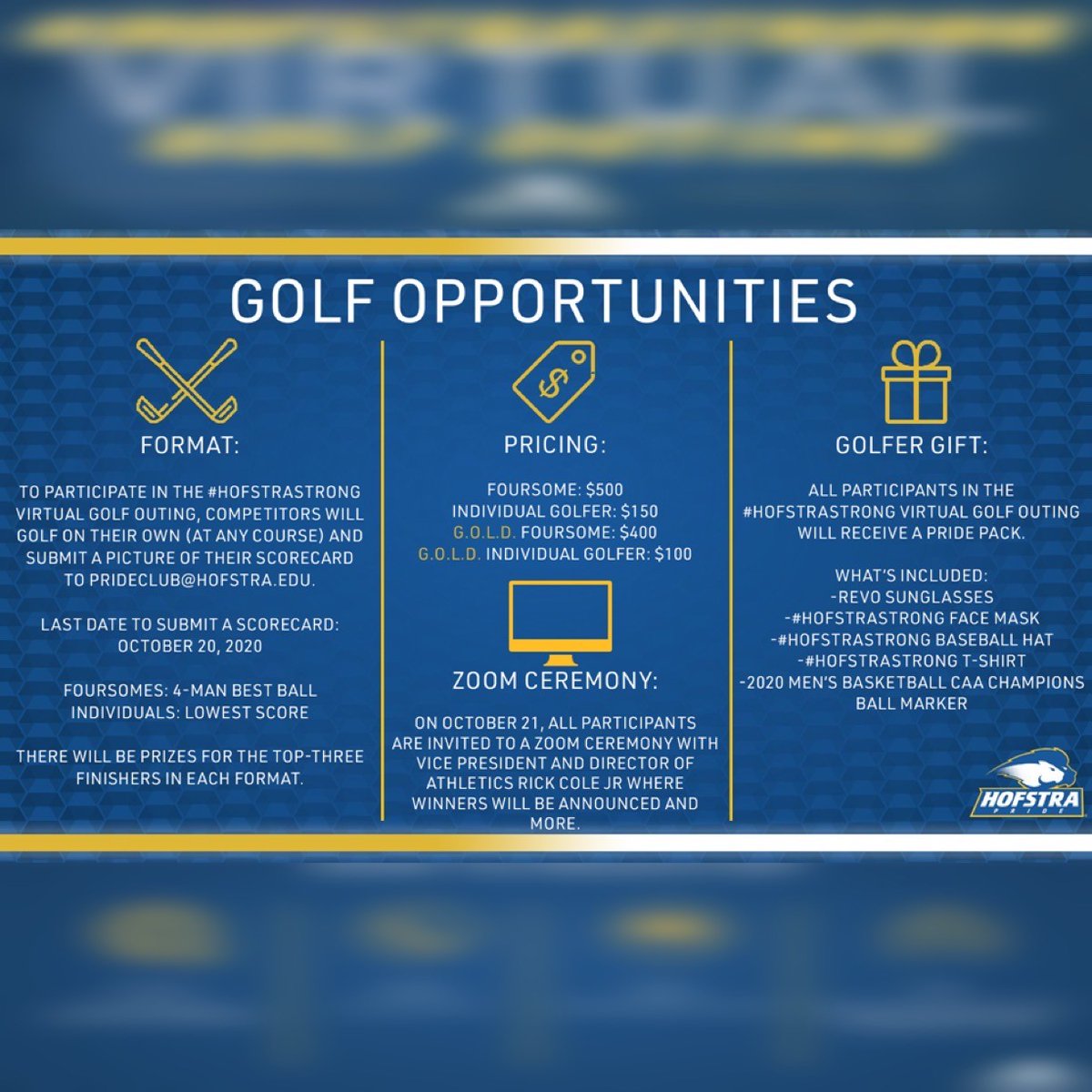 DenPapadatos's tweet photo. Support @HofstraWREST by getting involved in the @HofstraPride Virtual Golf Outing.  Looking for sponsorships that will benefit our Wrestling Program!  Reach out to me with all questions! #LetsSupportTogether https://t.co/uckAPjeRGh