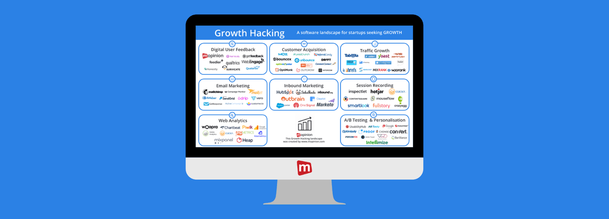 keeswolters's tweet photo. Check out #Mopinion's 2020 #GrowthHacking #SoftwareLandscape for #Startups. This landscapes includes names like googleanalytics and Salesforce. Do you miss a tool in this overview? #DigitalUserFeedback #WebAnalytics #InboundMarketing #EmailMarketing # … https://t.co/MUnH63ONFO