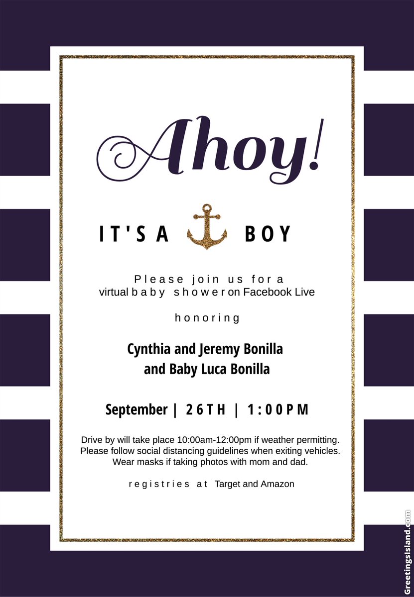 Ahoy it’s a boy! <a href="/SaitlinCmith/">Caitlin Smith</a> and I are hosting a virtual shower next month for baby Luca 💙💙