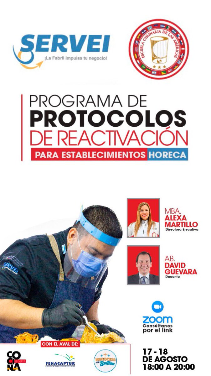 Trabajo en Equipo <a href="/CulinariaAmeri/">Escuela Culinaria de las Américas</a> <a href="/fenacapturec/">FENACAPTUR</a> empezamos las capacitaciones para la reactivación del sector Horeca