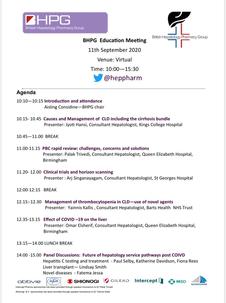 heppharm's tweet photo. 👀 have you seen the fantastic programme for the BHPG virtual education event? Registration is FREE. More info here
https://t.co/bQkCWtgawc https://t.co/xjAC5PDOkh