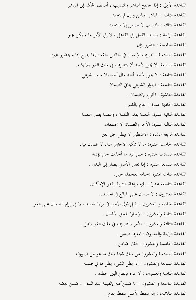 ⚖️| ثلاثون قاعدة 
من القواعد الفقهية المتعلقة بالضمان. 

 📝 تفيدك في تقديم الردود والدفوع ..