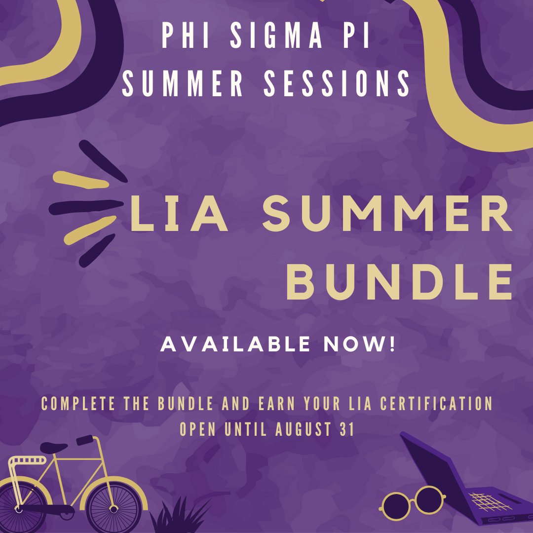 phisigmapi's tweet photo. 2 weeks left to complete the LiA Summer Bundle! Earn your LiA Certification by completing this special offering. Three people who complete the bundle will win a LiA water bottle!
Register: https://t.co/goSeEUy9Cs #pspleadership https://t.co/fxv3QHv5RK