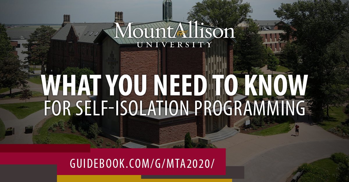 MountAllison's tweet photo. Orientation programming has started for students who are self-isolating! Make sure to download our #MtAOrientation app for all the details: https://t.co/lSkZDnCNTw https://t.co/CLLAGtD3Ng