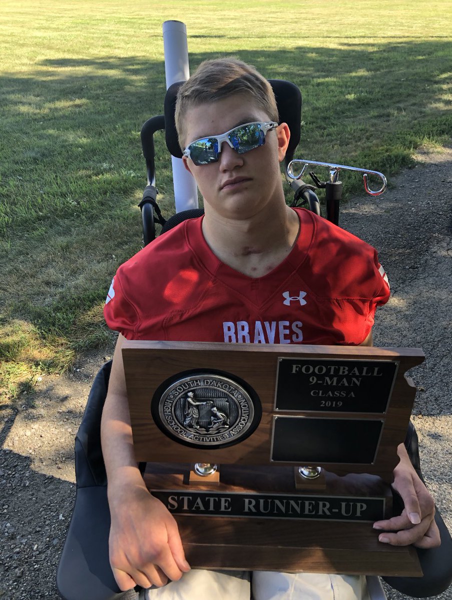 BrittonHecla's tweet photo. Check out this stud showing off that trophy! We love you 10!! ♥️ #ForTrevor #GBR #10Strong https://t.co/OfzPusF4ef
