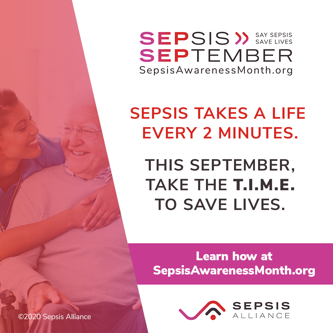 SepsisAlliance's tweet photo. September is #SepsisAwarenessMonth. Sadly, in the 20 seconds it takes you to read this post, another person in the U.S. will be diagnosed with #sepsis. For those 1.7 million people each year, rapid recognition &amp; treatment are crucial to survival. https://t.co/VVAhzIInbL https://t.co/gUZ9vp7ldV