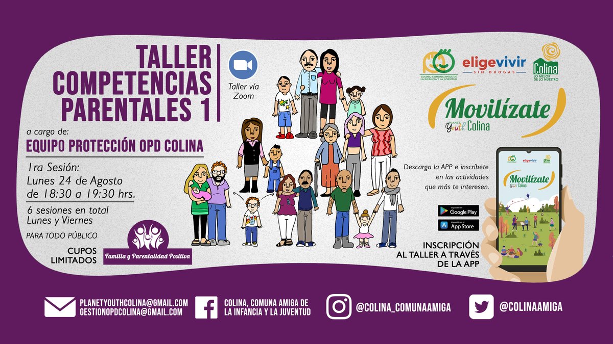 ColinaAmiga's tweet photo. 👀 Atentas y atentos con este nuevo taller‼️
🗣Con este taller podrás mejorar tus habilidades de crianza ⚠️📣 Ya está disponible para inscripción‼️
Descarga la app #MovilízateColina e inscríbete en los talleres que más te interesen. 😉👌 @MuniColina @CorpColinaSalud @CorpColina https://t.co/KRtReVx0Dw