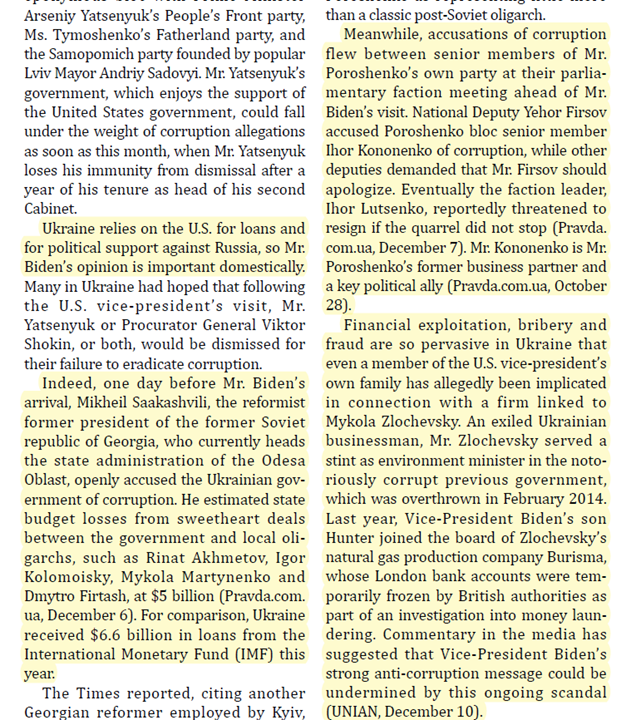 December 2015:The Ukrainian Weekly publishes another solid piece about the Bidens, Devon Archer, and Christopher Heinz, RE Burisma's shady reputation:6/