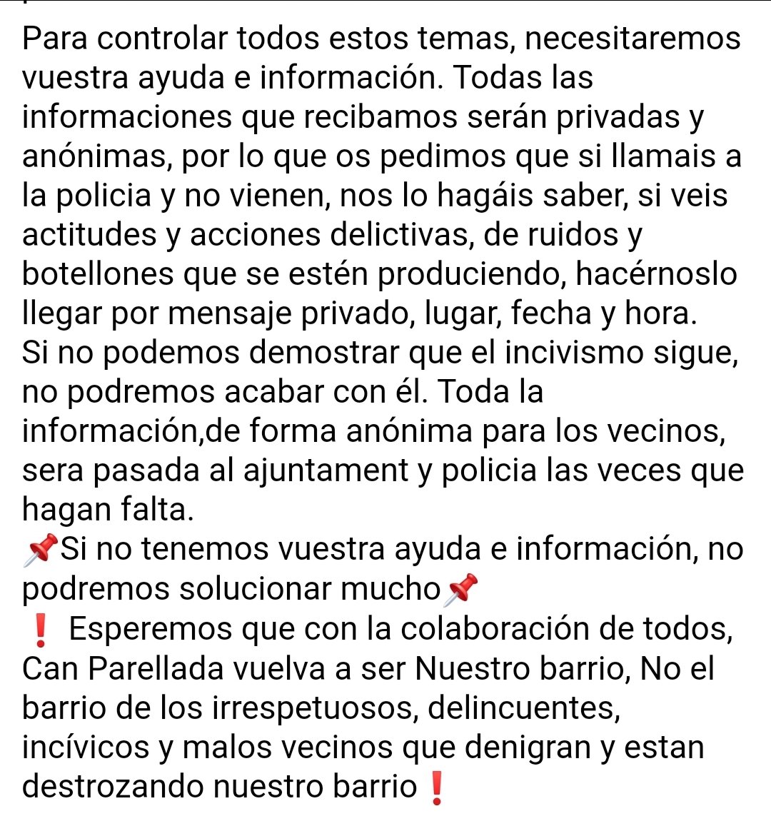 CanparelladaT's tweet photo. Compartim la publicació q l'Associació d veïns i veïnes d #Camparellada a fet al seu Facebook sobre la reunió q han mantingut amb la tinent d'Alcalde @LluisaMA sobre l'incivisme,botellons, mascaretes,entre d'altres,d la q tots esperem els resultats 🤔
@jordi_ballart #Canparellada https://t.co/bnmDTEwKMC
