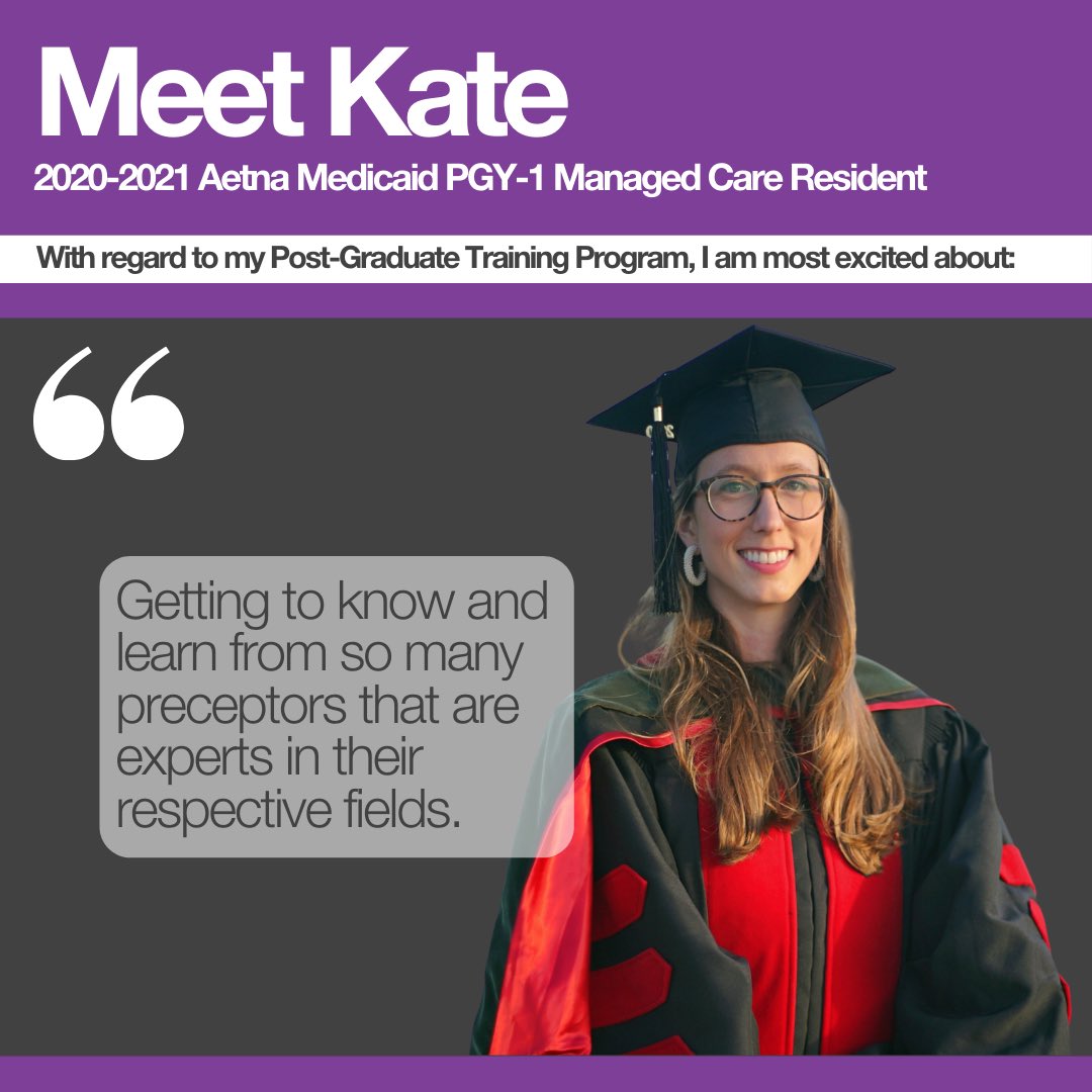 Meet Kate! At Aetna Medicaid, our success comes from more than 30 years of experience serving high-risk populations, building relationships with local partners, integrating the delivery of clinical care, and developing innovative programs and technology.
#CVSResidency