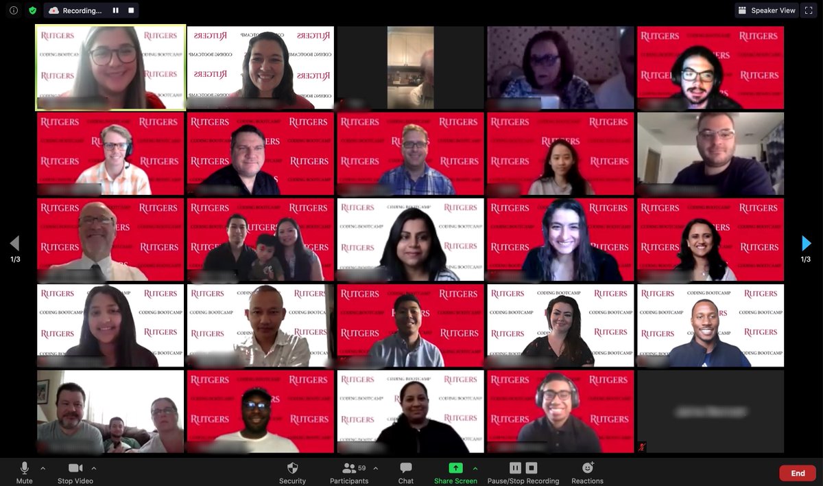 rutgers_ce's tweet photo. Congrats to this class of hardworking &amp; adaptable #RutgersCodingBootcamp graduates who had to pivot to remote learning just two weeks in! 🎓 We are so proud of their success &amp; ability to overcome any obstacle in their path! https://t.co/OpT01SUeMo