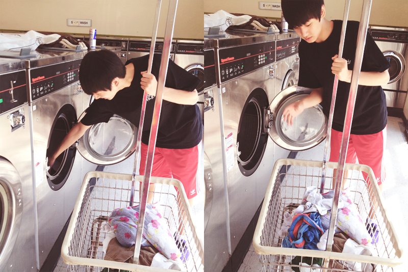 i received a lot of lessons so i often needed to change clothes, so i had to go to the laundromat 1-2 a week.actually it was a little annoying.. ^^;