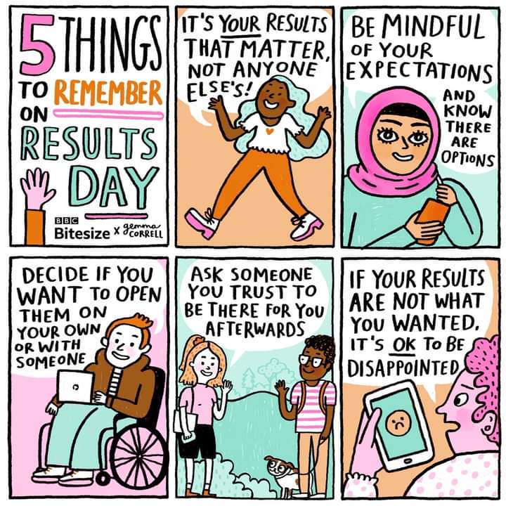 AtWestonbirt's tweet photo. Things to think about this week before you get your GCSE results.
Cartoon from @bbcbitesize https://t.co/sDDs9mp0Qo