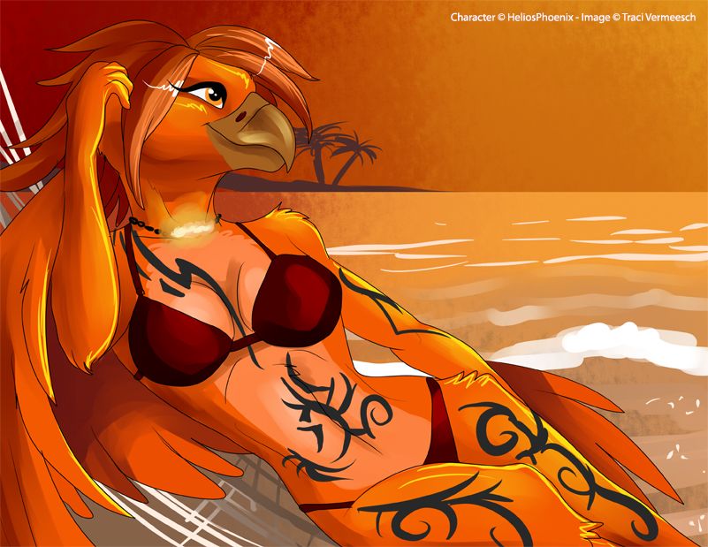 FyreByrrd's tweet photo. "Let me light your fire~"

-Ariane Eusebio.
-@CMDRHelios' much better looking twin sister.
-1300+, doesn't look a nanosecond over 30.
-Female.
-Bisexual, female preference.
-Just about the nicest birdgal you'll ever meet.

(Art: ulariogryphon) https://t.co/Q6j51ghkPl