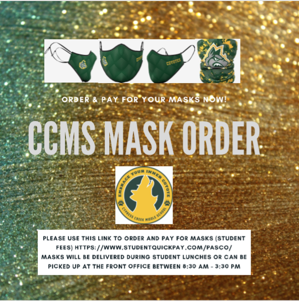 CypressMiddle's tweet photo. Coyotes it time to order &amp; pay for masks! #coyotestrong #coveryoursnout #coyotesafe https://t.co/PUnVdyOlLX