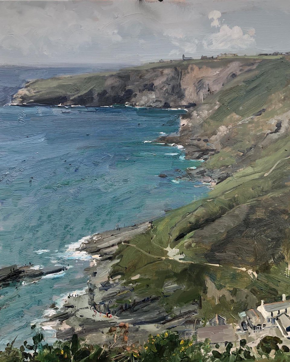 From above #trebarwithstrand towards #tintagel 16 x 12 inches #northcornwall #northcornwallcoast #cornwall #cornwalltoday #pleinair #neac