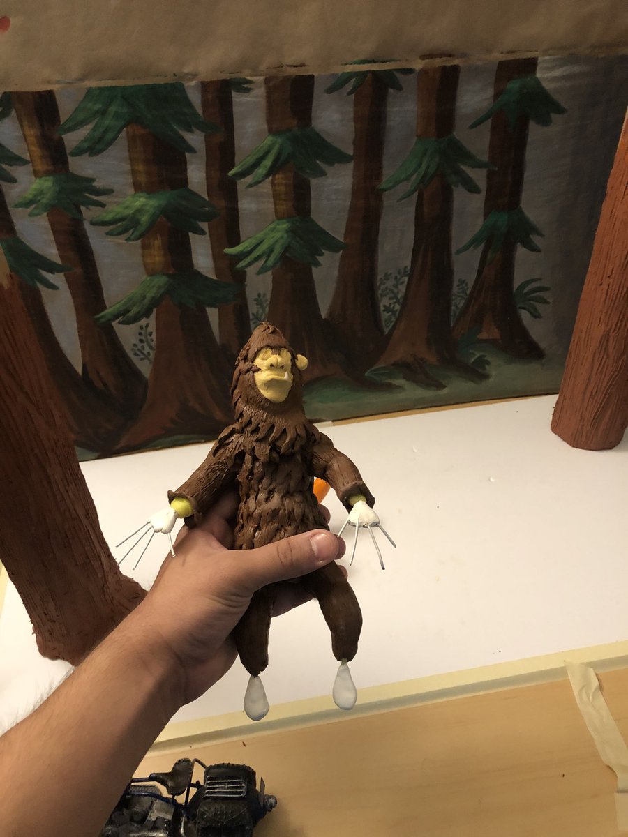 SDannymation's tweet image. Some behind the scenes pictures of Squatch This.                                                         #stopmotion #dragonframe #animation #clay #claymation #armature #behindthescenes #bts #bigfoot #sasquatch