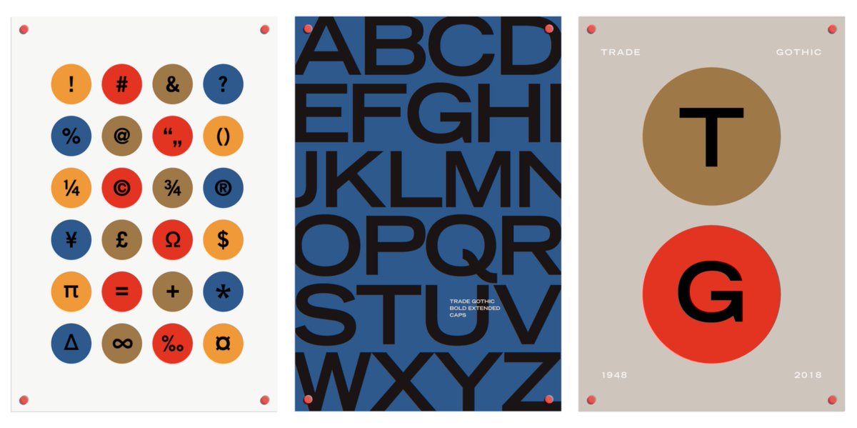 MyFonts's tweet photo. The great & under-appreciated Jackson Burke designed Trade Gothic in 1948, and it was impossible to miss throughout the years we associate with Mid-Century Modernism. It’s 50% off during our Type Through the Eras sale: https://t.co/UsQIDusH0J #typeeras https://t.co/d89yhB3aFi