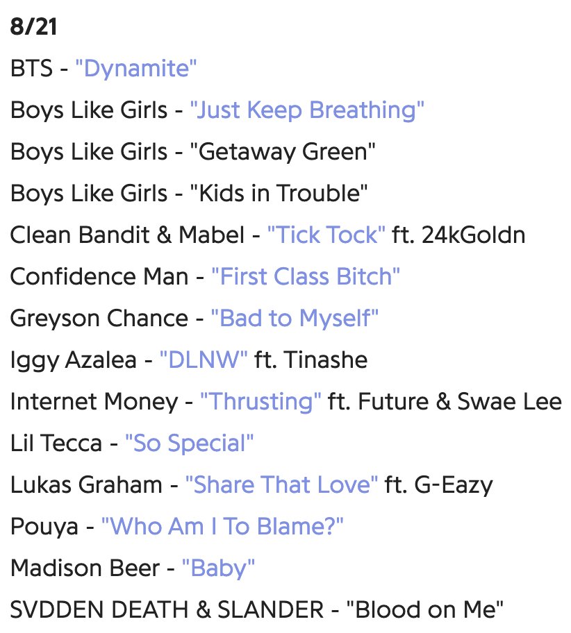 What other artists are dropping singles on August 21? According to Genius, the list includes Iggy Azalea and Madison Beer. (Note: This may not be a complete list.) https://genius.com/Genius-august-2020-singles-release-calendar-annotated
