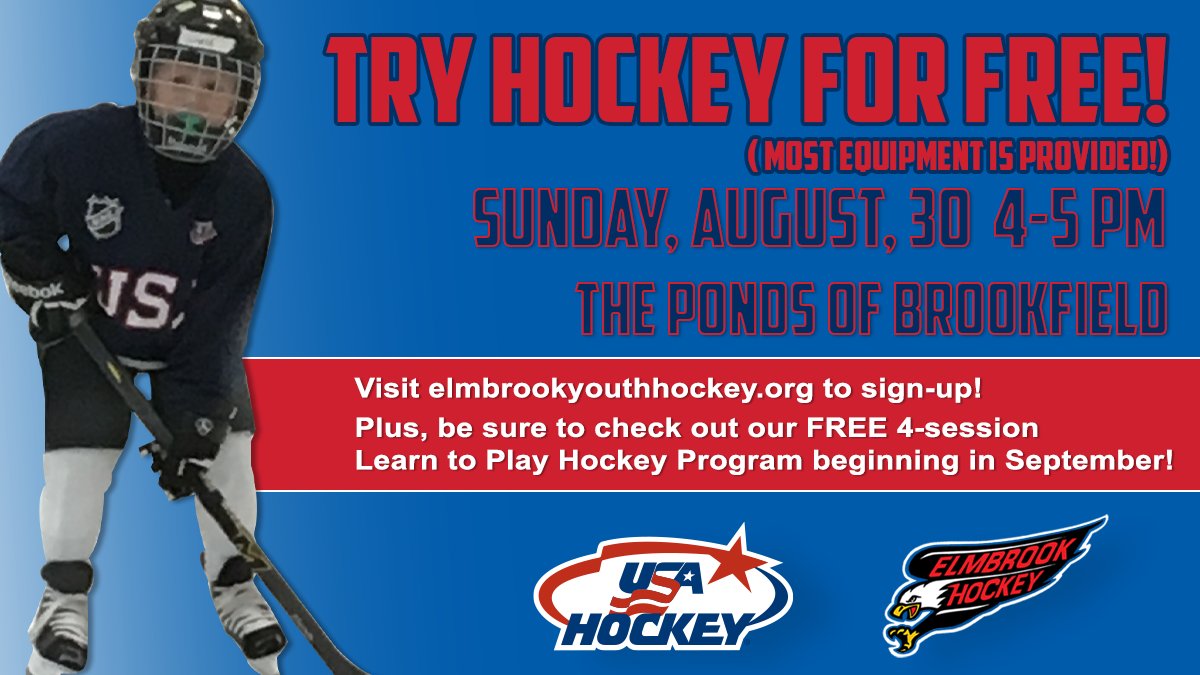 Elmbrook Youth Hockey Association On Twitter Our First Try Hockey For Free Is August 30 From 4 5 Pm At The Ponds Let S Get The Next Generation Of Eagles On The Ice Spread