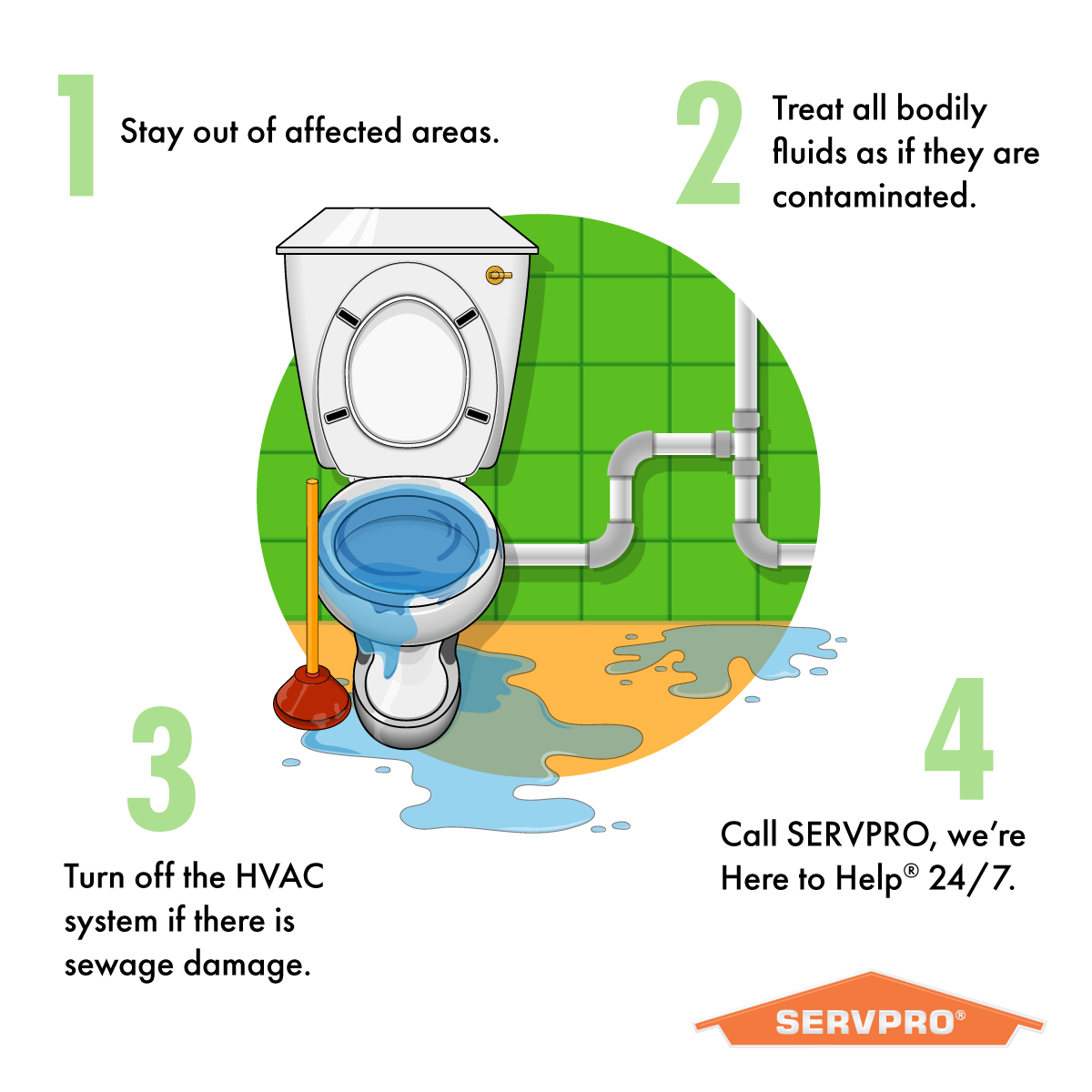 ServProBG2's tweet image. A backed-up toilet stinks. Harmful contaminants can pose serious health risks if not addressed quickly. SERVPRO professionals have the training, protective gear, and specialized equipment necessary to safely clean these messes.