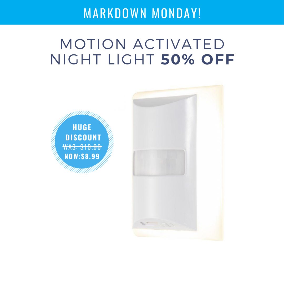 JascoProducts's tweet photo. It's #MarkdownMonday 🗣 Take 50% OFF these awesome Motion-Activated Night Light! Cover unsightly outlets while providing a soft glow with the GE Motion-Boost Dimmable LED Night Light! https://t.co/gMlsaTGwb3 #flashsale #discount https://t.co/oKGfrH0Bzn
