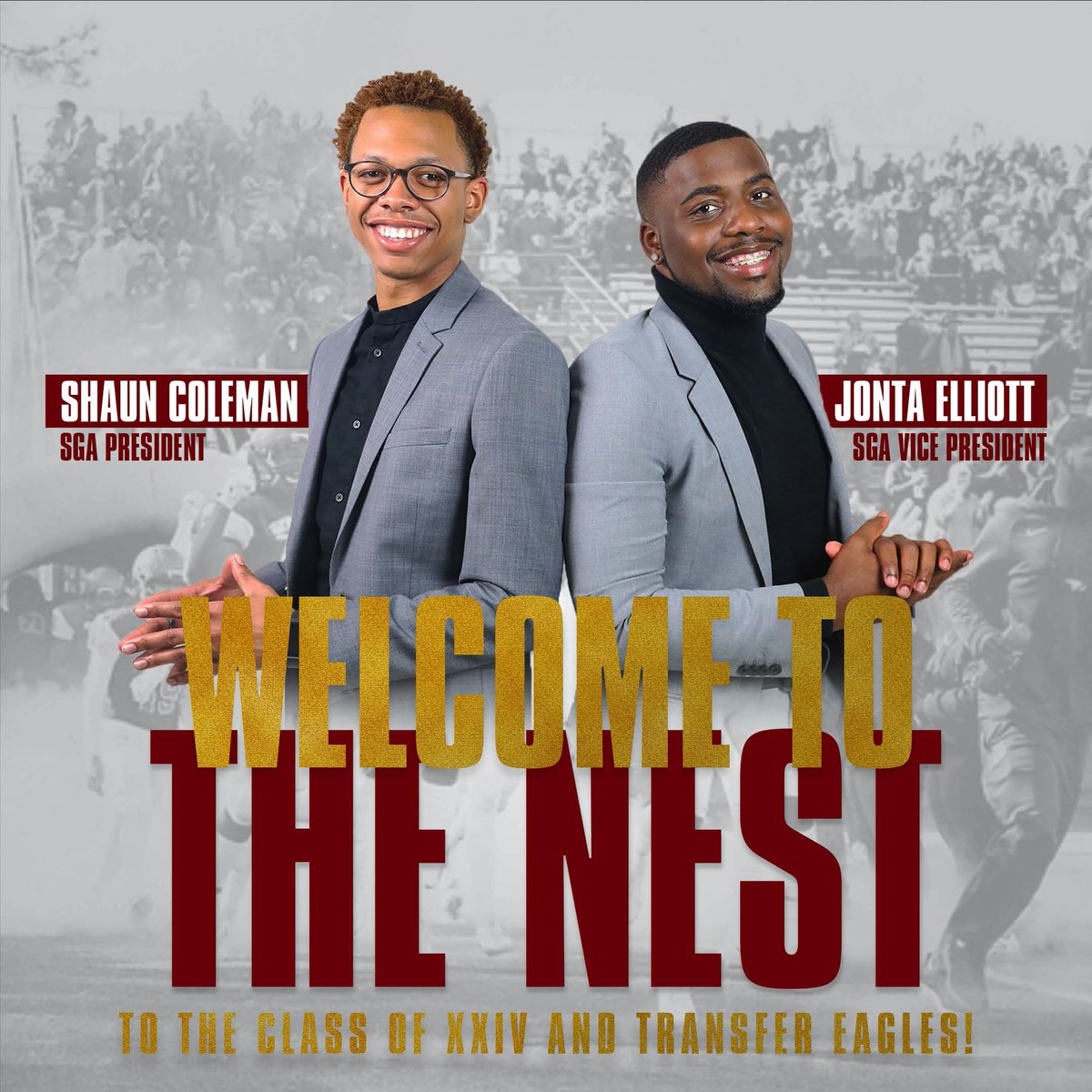 nccusga's tweet photo. The Golden Era Administration would like to welcome #Classof2024 to the Nest! 🦅 https://t.co/JzwxB5wCiA
