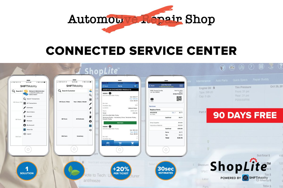 ShiftMobility's tweet photo. During these tough times, SHIFTMobility is here to help. Try our all-in-one repair shop software free for 90 days. https://t.co/mZTpR36BxD

#shiftmobility #autorepair #mechanic #technician #sms #shopsoftware #repairshop #autotech #technician #mechanic https://t.co/WgO3TWpIGi