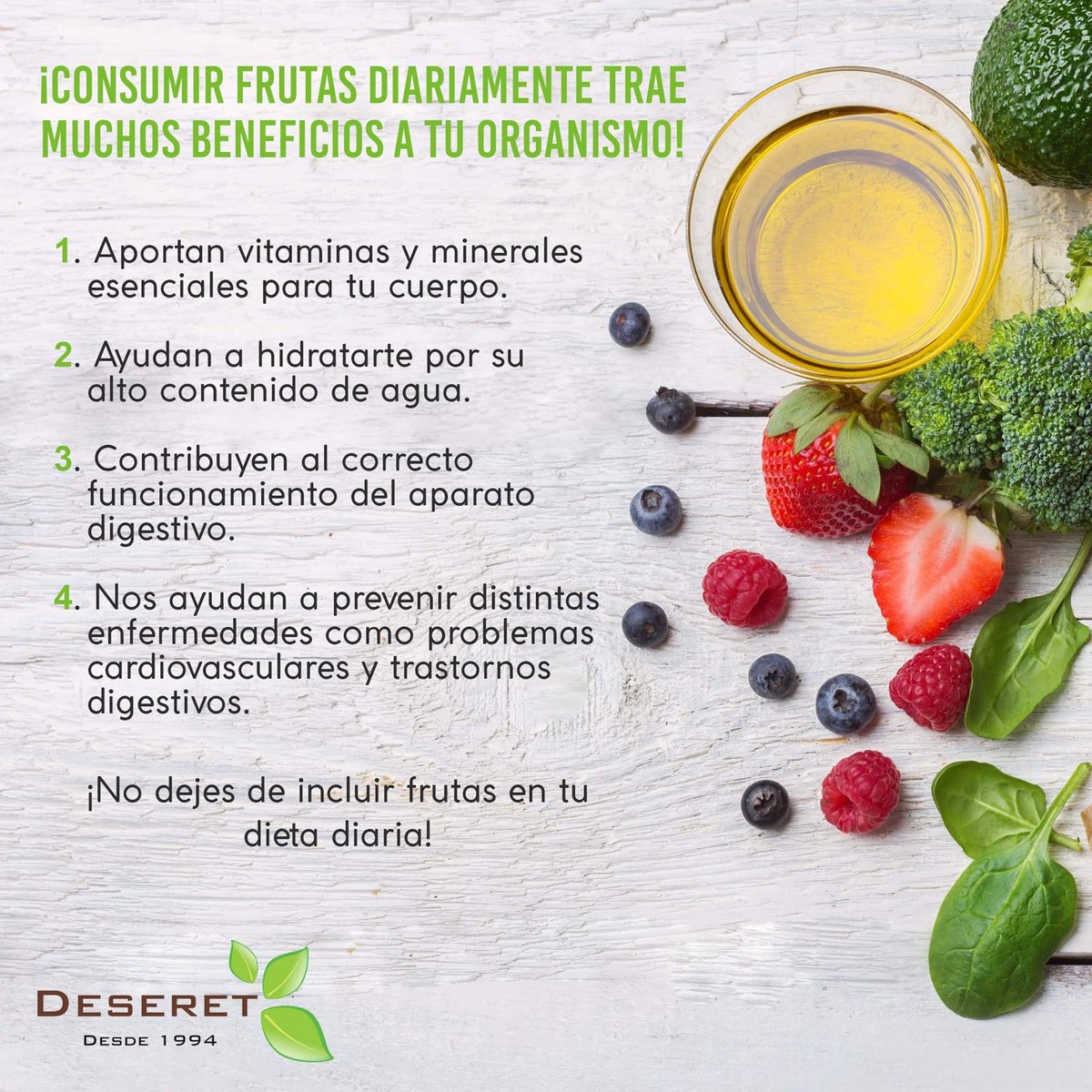 deseret_aliment's tweet photo. La importancia de consumir frutas🍎🍓🍒🍊🍍🥭🍉🍇🍌
Whatsapp: 💬https://t.co/Fd7gnE8bXF
Más información: 734 114 7421
#Deseret #Saludable #Jojutla #Cuernavaca #Soya #Veganos #DeseretJojutla #TacosVeganos #ComidaVegana #Natural #AlimentosYBebidasSaludables
#almuerzo #hambriento https://t.co/1Gw1rVpts5